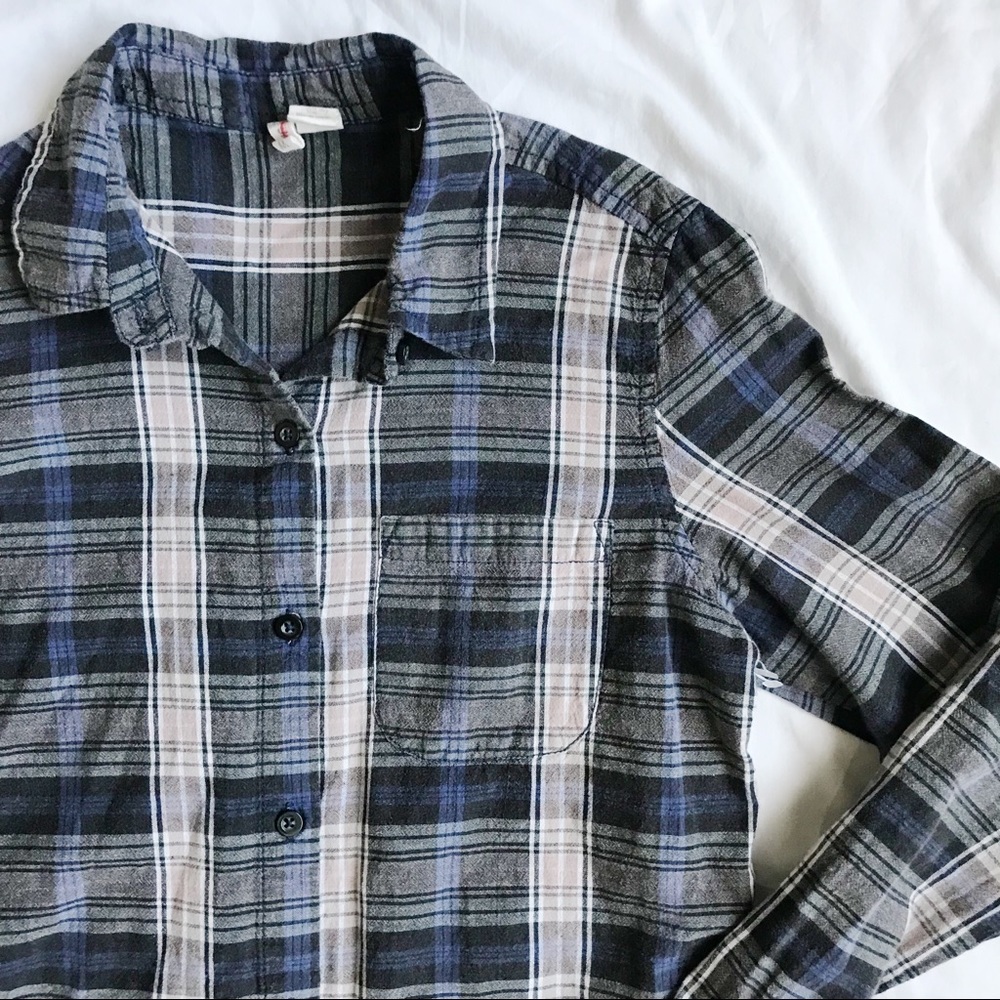 Japna navy & dusty rose plaid button down top - Picture 4 of 4